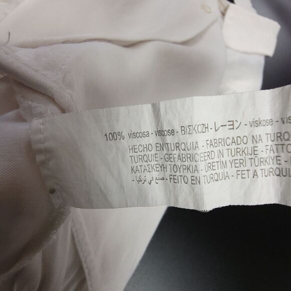 ZARA Oversized Short Sleeve Button Down Shirt Ruched Crop Top Minimal Boho White - Picture 6 of 7